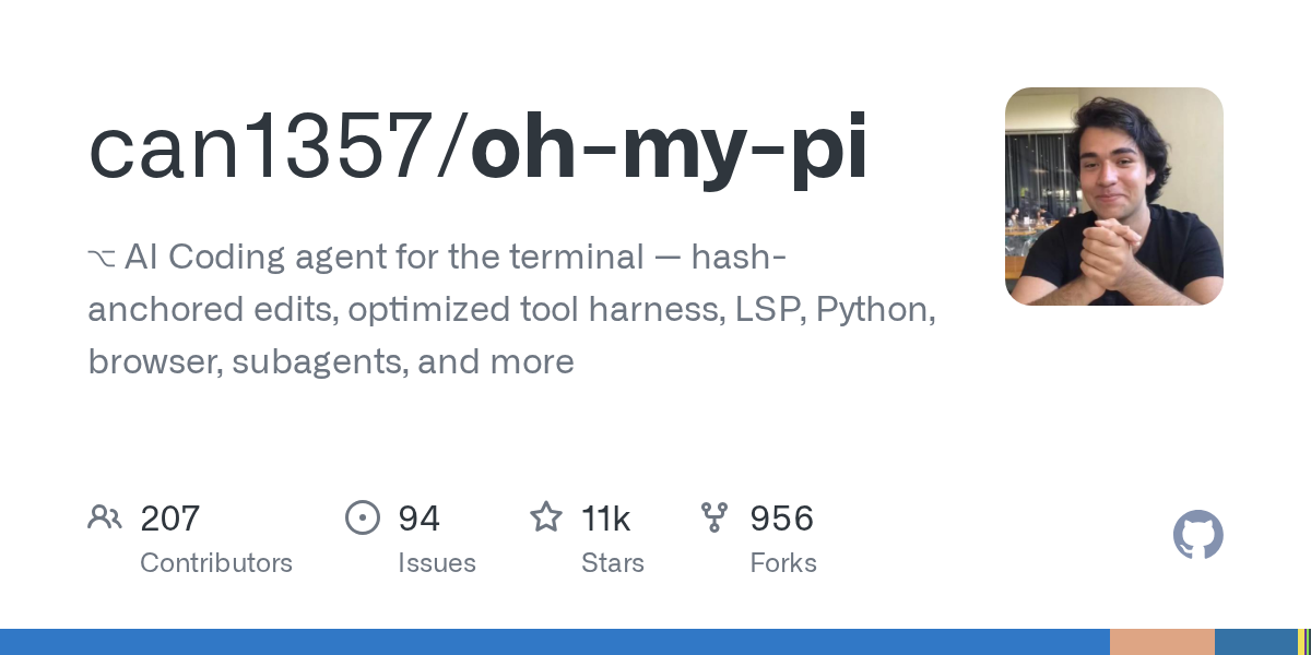 oh-my-pi:开源最强 AI 编码终端 Agent,32 工具 + 40+ 模型