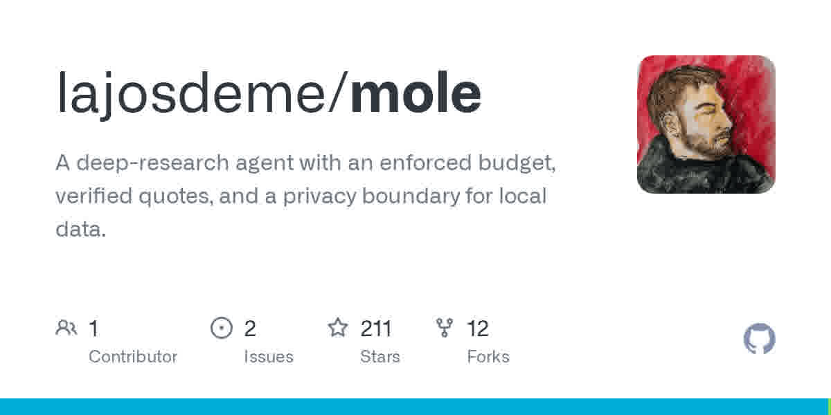 Mole：一个会查证引用的终端深度研究 Agent，预算硬约束、本地数据不上云